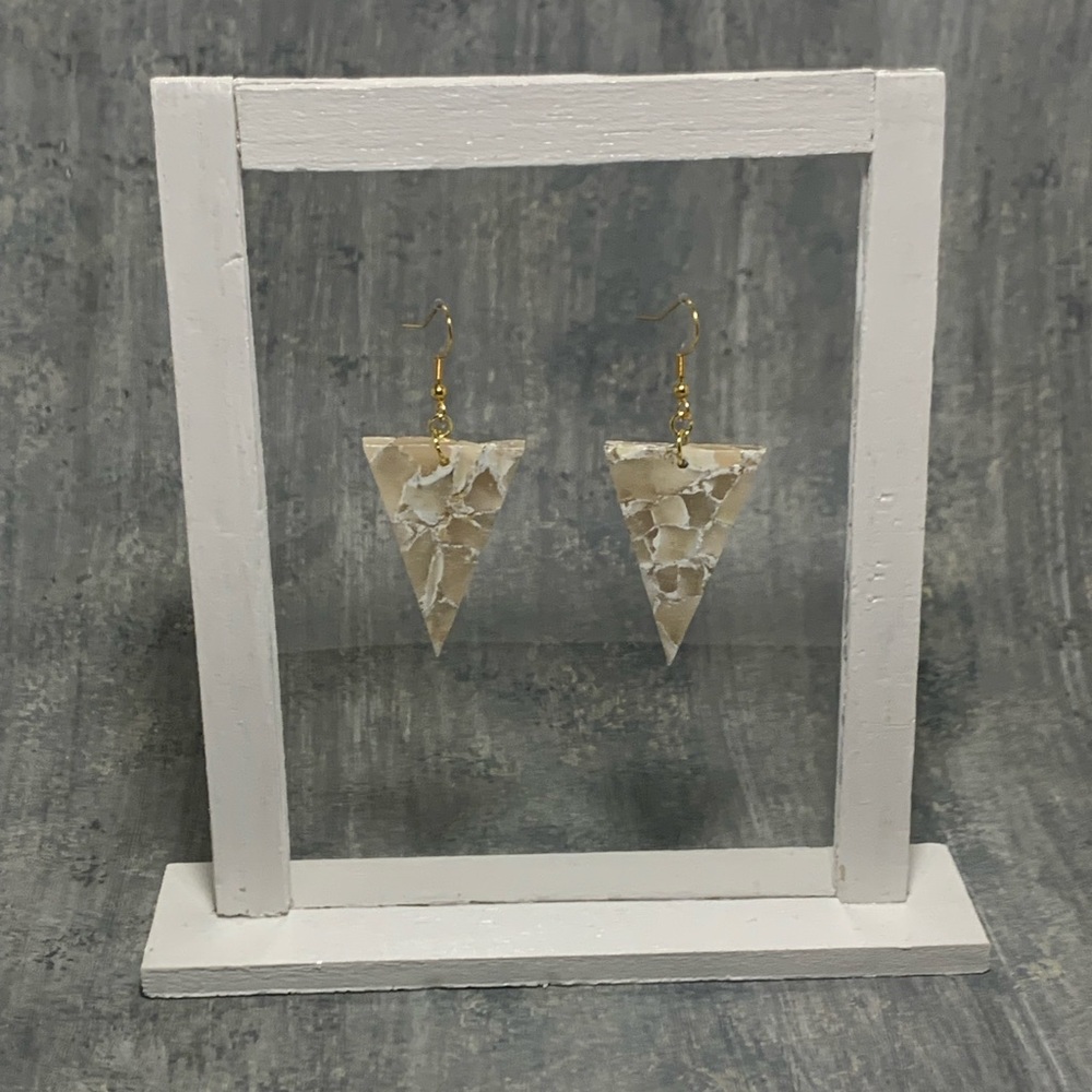 Translucent White Marble Handcrafted Clay Earrings (Hypoallergenic ear wires)